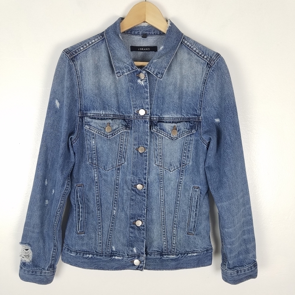 J Brand Jeans Darci Distressed Denim Jacket Sinful S/M